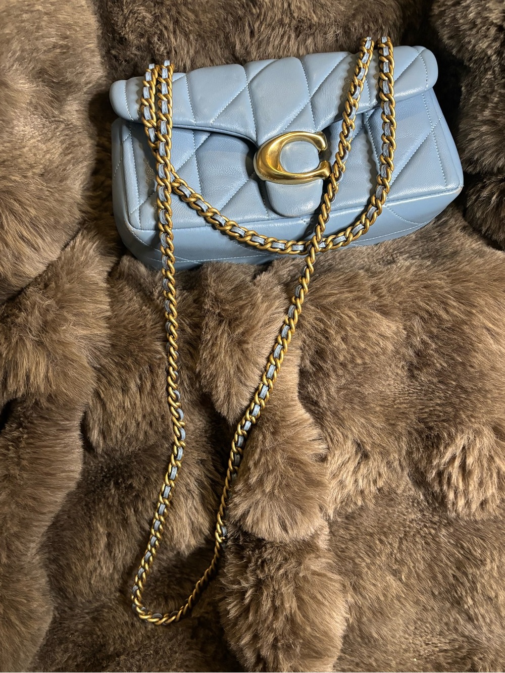 Coach Quilted Leather Crossbody in Pale Blue with Gold Hardware - Picture 11 of 12